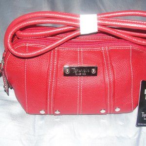 Tiganello Red Pebble Leather Crossbody Bag NWT